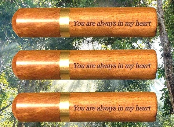 Set of 3 ENGRAVED "You are always in my heart" Rosewood Cremation Urns / Scattering Tubes - Fits in Pocket/Purse, TSA Compliant, Very Secure