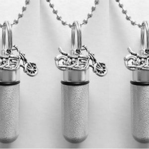 Set of Five Brushed Silver MOTORCYCLE CREMATION URN Necklaces - Urn Necklace, Ashes Keepsake. Memorial Jewelry, Urn For Human Ashes, Pet Urn