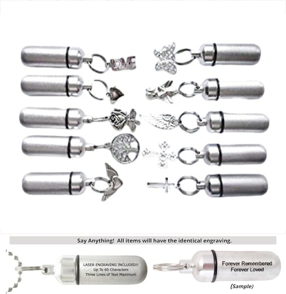 Assortment of 10 Brushed Silver CREMATION URN Necklaces - Memorial Jewelry, Personalized