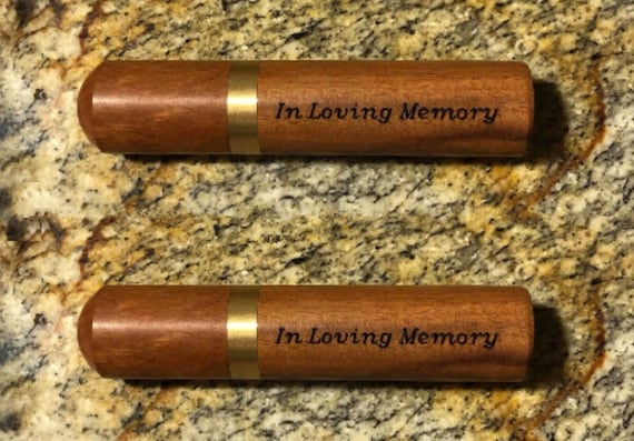 Set of TWO "In Loving Memory" Natural Rosewood Cremation Urn / Scattering Tubes - Fits in Pocket/Purse, TSA Travel Compliant, Very Secure