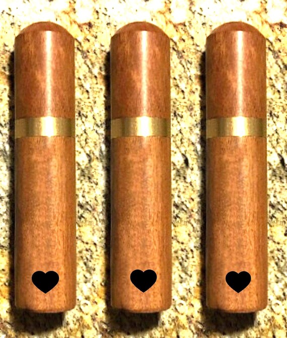 Set of Three Natural Rosewood Scattering Tubes with Engraved Heart TSA Compliant for Travel