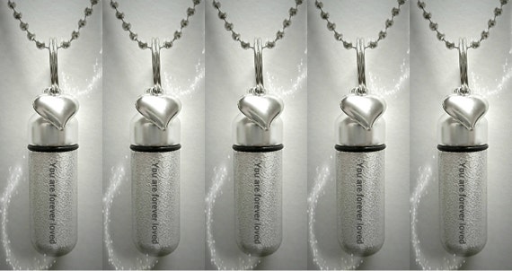 Set of 3 /"Forever Remembered Forever Loved/" CREMATION URN Necklaces w//Pouches