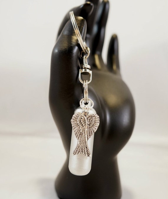 Brushed Silver Cremation Urn on Stainless Steel Swivel Keyring - Memorial Keepsake, Child Loss, Baby Urn, Ashes Jewelry, Personalized Urn