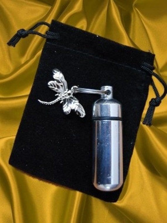 Silver Dragonfly Cremation Urn Keepsake  - Cremation Jewelry, Memorial Locket, Urn For Human Ashes, Personalized Jewelry