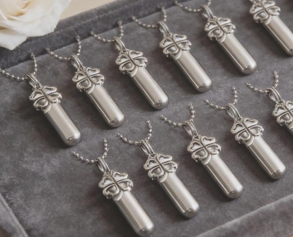 Ten 4-Leaf Clover Cremation Urn Keepsake Necklaces - Memorial Jewelry,  Custom Engraving Available!
