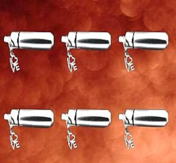 SIX Silver CREMATION URN Keepsakes with Love Charm - Memorial Jewelry, Custom Engraving Available!