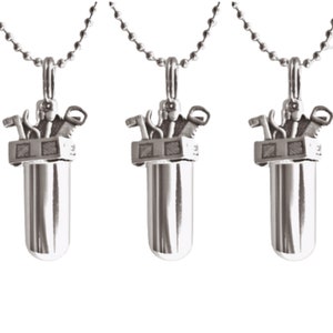 Conjunto de tres collares de urna CREMATION TOOLBOX para contratista/mecánico/manitas (con 3 amuletos de caja de herramientas) Joyería conmemorativa, urna para cenizas humanas