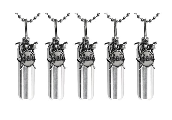 Set of FIVE Silver Musical Drums CREMATION URN Necklaces with Drum Kit  - Memorial Jewelry, Ashes Keepsake, Urn For Human Ashes, Loss of Dad