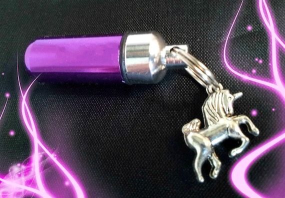 Purple Two-Tone Cremation Urn Necklace with Silver UNICORN - Memorial Keepsake, Ashes Jewelry, Child Urn, Personalized Urn
