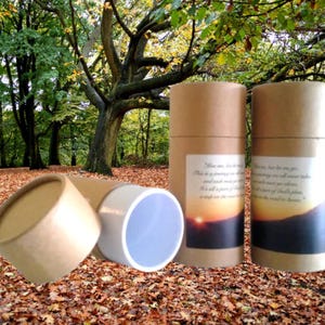 SET OF THREE Eco-Friendly Cremation Urn Scattering Tubes w/Telescopic Lids - Natural/Biodegradable - Style &quot;Sunset&quot;