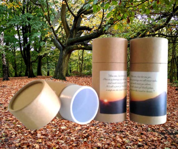 SET OF THREE Eco-Friendly Cremation Urn Scattering Tubes w/Telescopic Lids - Natural/Biodegradable - Style "Sunset"