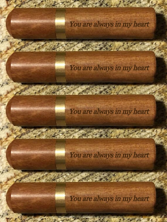 Five ENGRAVED "You are always in my heart" Rosewood Cremation Urns / Scattering Tubes - Fits in Pocket/Purse, TSA Compliant, Very Secure