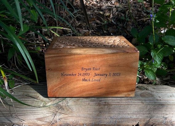 Large Handcrafted Natural Rosewood Cremation Urn Box CUSTOM ENGRAVING INCLUDED - Lovely 3D Tree of Life Design - for Human or Pet Ashes