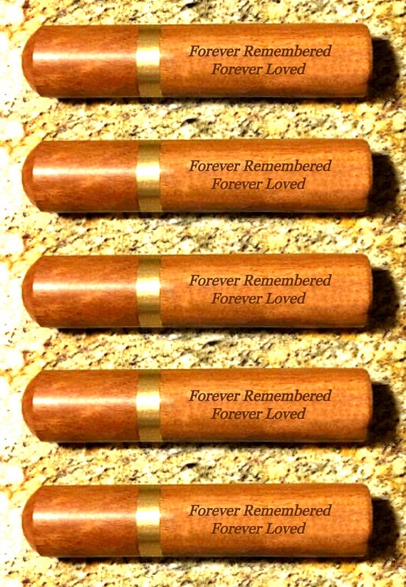 FIVE ENGRAVED "Forever Remembered Forever Loved" Rosewood Cremation Urn / Scattering Tubes, Fits in Pocket/Purse, TSA Compliant, Very Secure