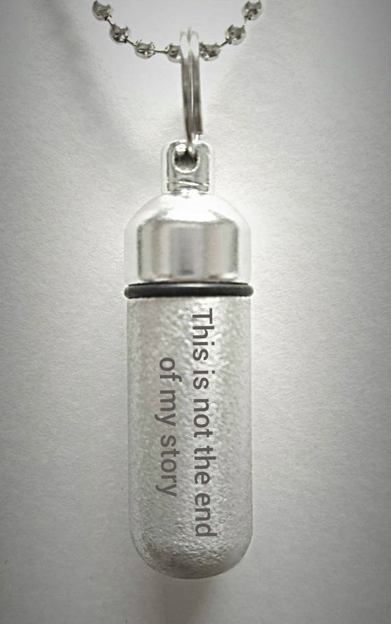 Engraved  "This is not the end of my story"  Brushed Silver CREMATION URN Necklace with Velvet Pouch and Fill Kit