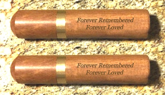 Two ENGRAVED "Forever Remembered Forever Loved" Rosewood Cremation Urns/Scattering Tubes, Fits in Pocket/Purse, TSA Compliant, Very Secure