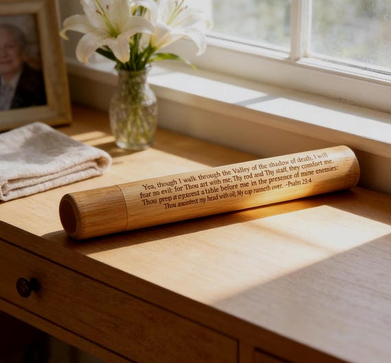 Engraved Psalm 23:4 Natural Bamboo Cremation Urn/Scattering Tube, 100% Biodegradable, TSA Compliant