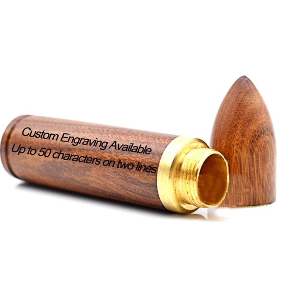 Rosewood Bullet Shaped Cremation Urn / Scattering Tube - Fits in Pocket/Purse, Perfect for Travel, TSA Compliant,  CUSTOM ENGRAVABLE!!