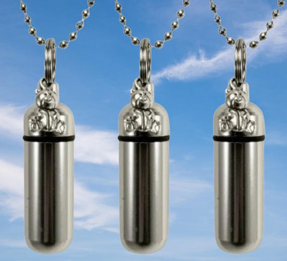 Three Teddy Bear Cremation Urn Keepsakes, Memorial Jewelry, Child Urn - Custom Engraving Available!