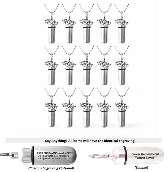 Set of 15 Racing Flag Cremation Urns on 24" Steel Ball Chain Necklaces - Cremation Jewelry, Memorial Jewelry, Personalized Urn, Urn Necklace