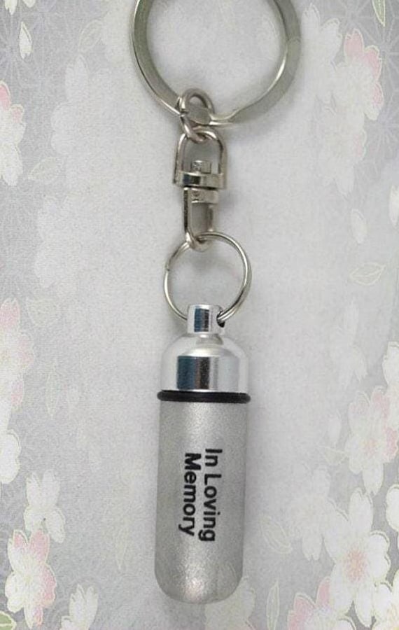 Memorial Cremation Urn Keychain, Engraved 'In Loving Memory' (With Pouch)