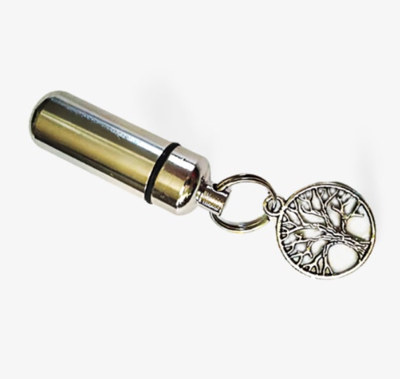 Silver Tree Of Life Cremation Urn Keychain Keepsake with Velvet Pouch & Fill Kit - Child Urn, Pet Urn, Ashes Keepsake, Personalized Urn