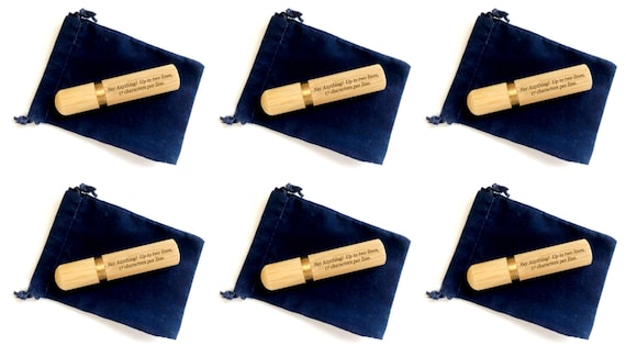 Set of Six CUSTOM ENGRAVED Natural Sandalwood Cremation Urns / Scattering Tubes - Fits in Pocket/Purse, TSA Travel Compliant, Very Secure