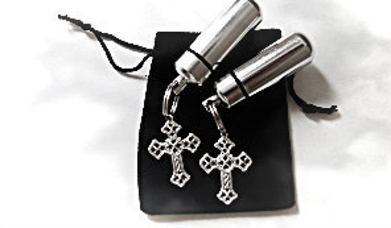 Set of TWO Silver Cross CREMATION URN Memorial Keepsake - Mourning Keepsake, Child Urn, Pet Urn, Baby Urn, Ashes Jewelry, Personalized Urn
