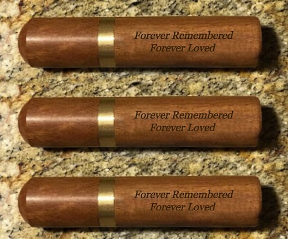 Three ENGRAVED "Forever Remembered Forever Loved" Rosewood Cremation Urns/Scattering Tubes, Fits in Pocket/Purse, TSA Compliant, Very Secure