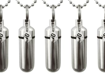 Set Of Five Silver CREMATION URN Necklaces with Wrench/Tool - Mourning Jewelry, Keepsake Urn, Ashes Necklace, Pet Urn, Personalized Urn