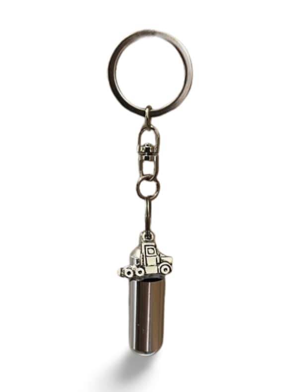 Semi-Truck Cremation Urn Swivel Keychain - Memorial Jewelry - TSA Compliant for Travel