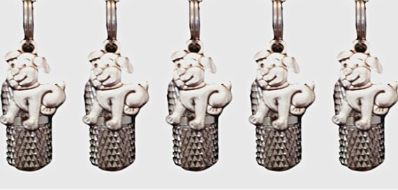 Set of FIVE Faceted Mini Pet Cremation Urns on Curb Chain Necklaces  w/PUPPY DOGS - Hand Assembled - Includes Velvet Pouches & Fill Kit