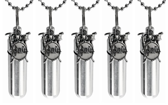 Set of FIVE Silver Musical Drums CREMATION URN Necklaces with Drum Kit  - Memorial Jewelry, Ashes Keepsake, Urn For Human Ashes, Pet Urn