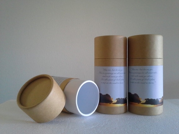 SET OF THREE Eco-Friendly Cremation Urn Scattering Tubes w/Telescopic Lids - Natural/Biodegradable - Style "Heavenly"