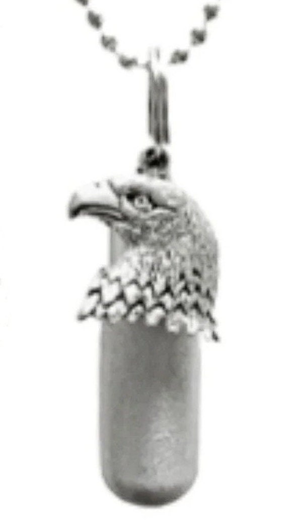 CREMATION URN Necklace with Patriotic Bald EAGLE, and American Flag on Bottom - Memorial Keepsake, Patriotic Urn, Celebration of Life