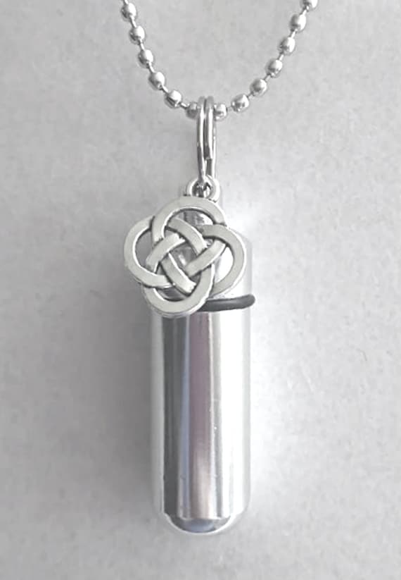 Celtic Shield/Knot Cremation Urn on 24" Ball-Chain Necklace - Mourning Jewelry, Keepsake Urn, Child Urn, Ashes Necklace, Personalized Urn