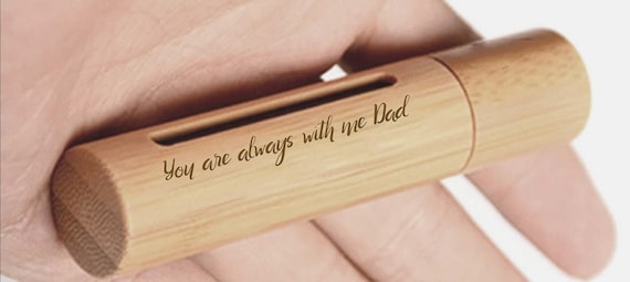 Dad Memorial Urn: Sandalwood Travel Ash Holder (TSA Approved, Pocket Size)