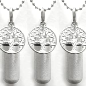 Set of 5 Brushed Silver TREE OF LIFE Cremation Urn Necklace Keepsakes, Urn Jewelry, Ashes Necklace, Child Urn, Personalized Urn