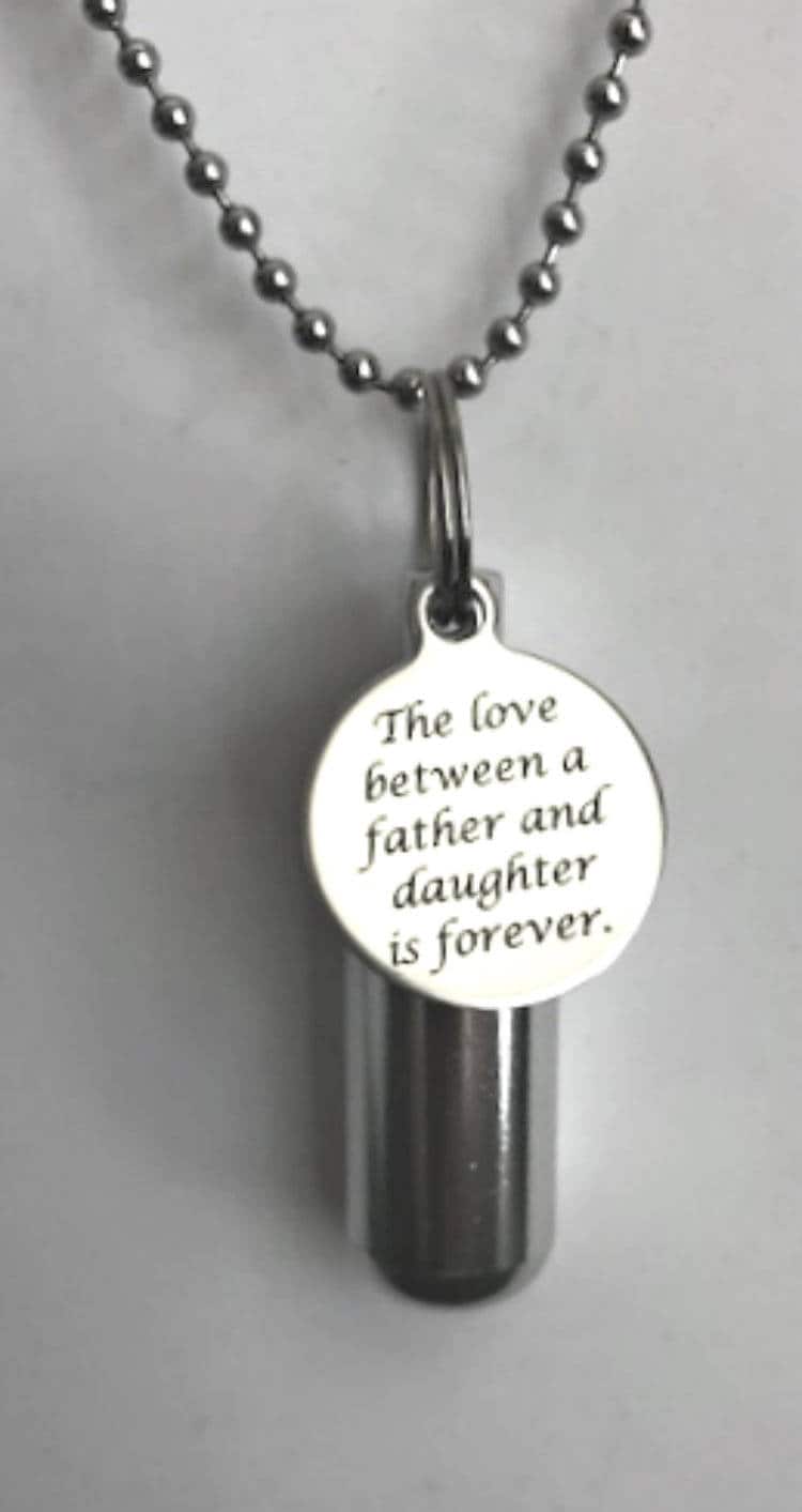 Father and Daughter Necklace Hand Stamped Necklace The Love Between a Father and Daughter Is Forever