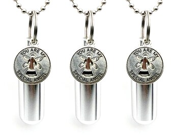 Set of FIVE "You Are My Special Angel" Cremation Urns on 24" Ball Chain Necklaces - Memorial Jewelry, Ashes Necklace, Urns for Human Ashes