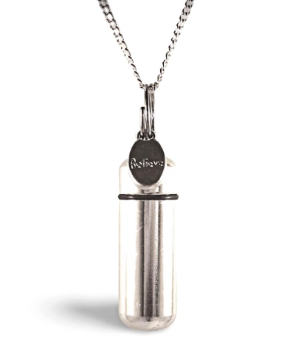 Cremation Urn Necklace: Silver with 'Believe' Charm - Memorial Jewelry