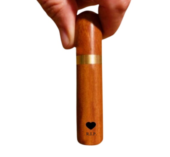 Laser Engraved "R.I.P." (with Heart) Natural Rosewood Cremation Urn/Scattering Tube, Fits in Pocket/Purse, TSA Travel Compliant, Very Secure