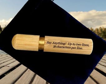 New CUSTOM ENGRAVED Sandalwood Cremation Urn/Scattering Tube - TSA Approved for Travel Fits in Pocket/Purse, Very Secure