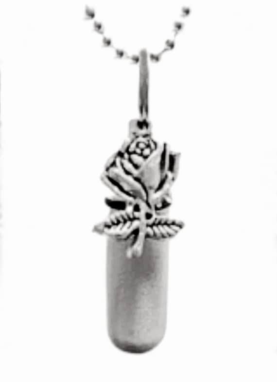 Beautiful Brushed Silver Rose Cremation Urn Necklace - Mourning Jewelry, Memorial Keepsake, Ashes Urn, Pet Urn, Child Urn Personalized Urn
