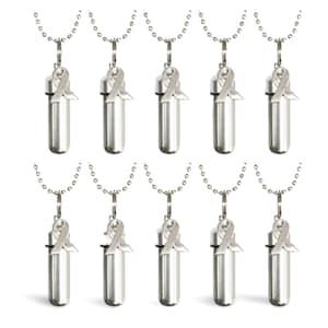 Set of TEN Silver Cancer Awareness CREMATION URN Necklace - Ashes Necklace, Memorial Jewelry, Mourning Jewelry, Personalized, Loss of Mother