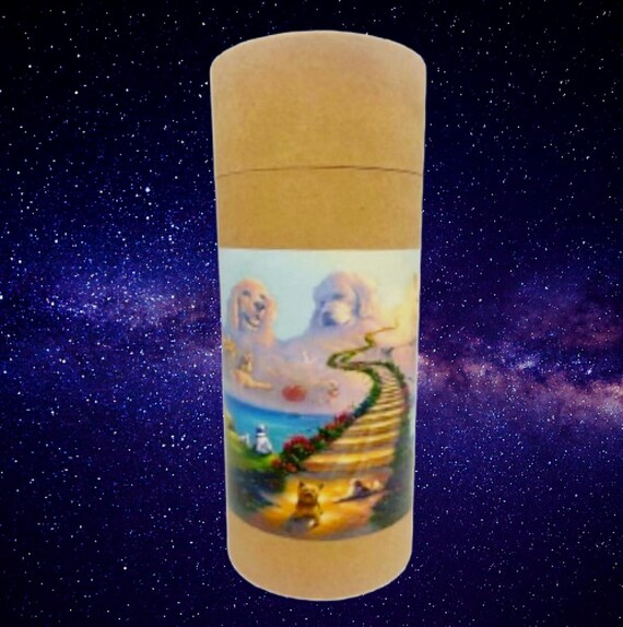 Rainbow Bridge Pet Cremation Ashes Scattering Tube - Biodegradable, TSA Compliant - Style: "Beloved Pet"