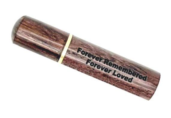 Forever Remembered Forever Loved - Natural Walnut Cremation Urn/Scattering Tube, Fits in Pocket/Purse, Perfect for Travel, TSA Compliant