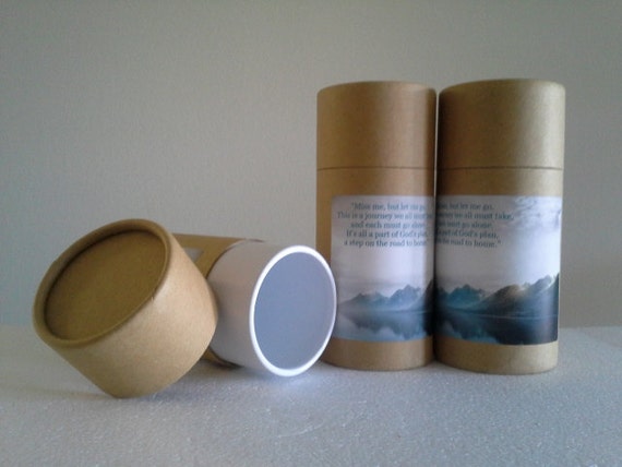 SET OF FOUR Eco-Friendly Cremation Urn Scattering Tubes w/Telescopic Lids - Natural/Biodegradable - Style "Mountain"