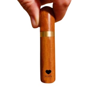 PUPPY- Engraved &quot;Love Heart&quot; Natural Rosewood Cremation Urn/Scattering Tube - Fits in Pocket/Purse, TSA Travel Compliant, Very Secure