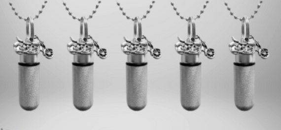Set of FIVE Brushed Silver CUSTOM ENGRAVED Motorcycle Cremation Necklaces - Memorial Jewelry, Ashes, Jewelry, Urn Necklace, Personalized Urn